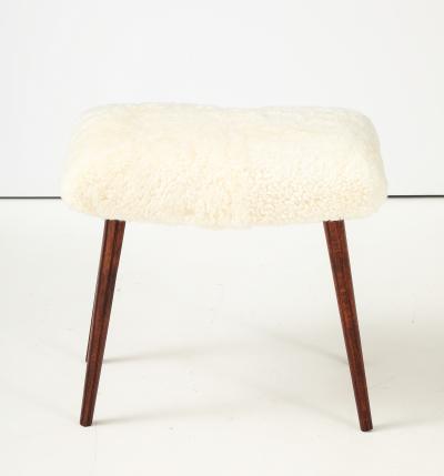 Swedish Modern Sheepskin Stool Circa 1960s