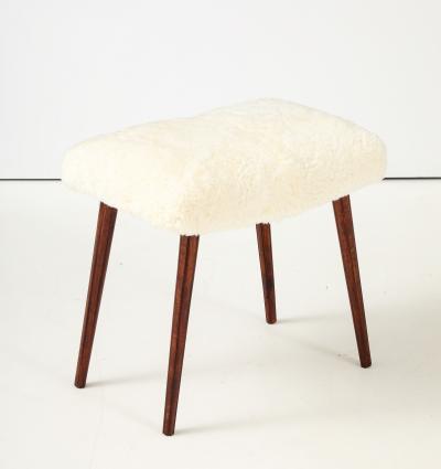 Swedish Modern Sheepskin Stool Circa 1960s