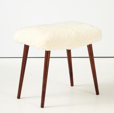 Swedish Modern Sheepskin Stool Circa 1960s