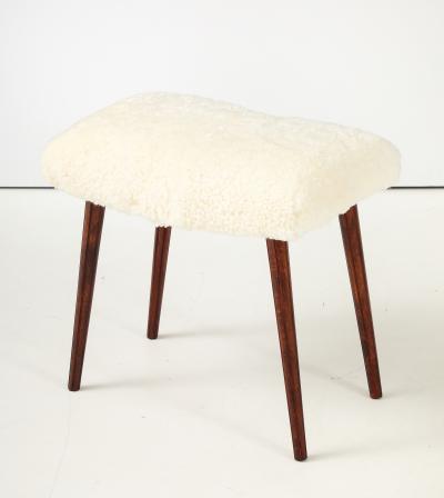 Swedish Modern Sheepskin Stool Circa 1960s