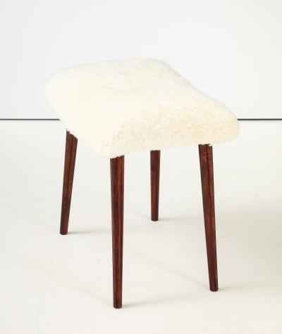 Swedish Modern Sheepskin Stool Circa 1960s