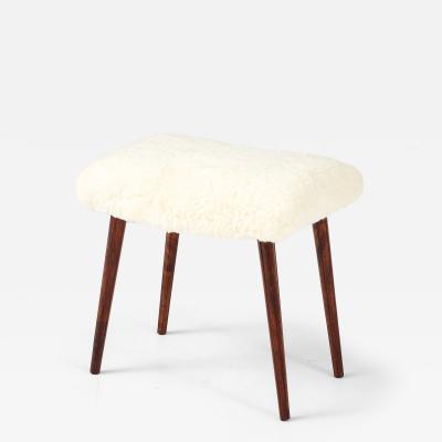 Swedish Modern Sheepskin Stool Circa 1960s