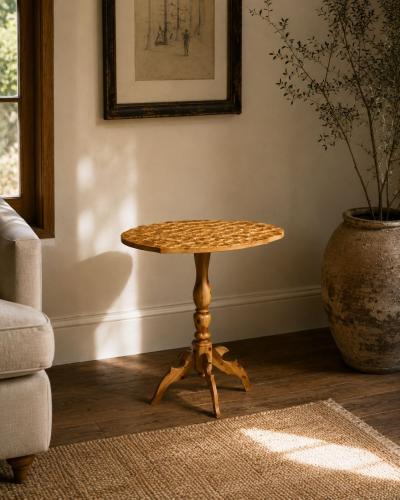 Swedish Modern Side Table Pine Sliced Log Sweden 1960s