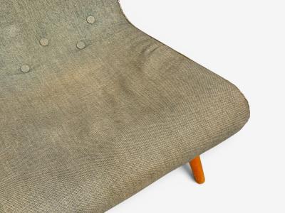 Swedish Modern Slipper Chair Green Fabric Beech Sweden 1940s