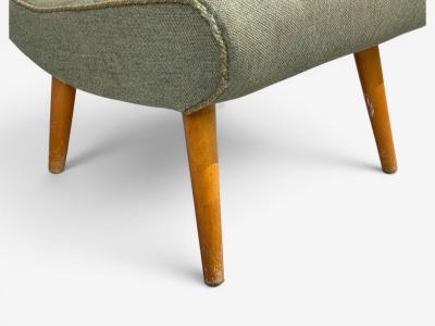 Swedish Modern Slipper Chair Green Fabric Beech Sweden 1940s