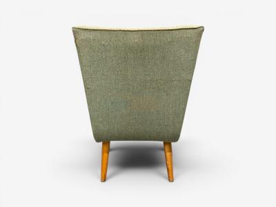 Swedish Modern Slipper Chair Green Fabric Beech Sweden 1940s