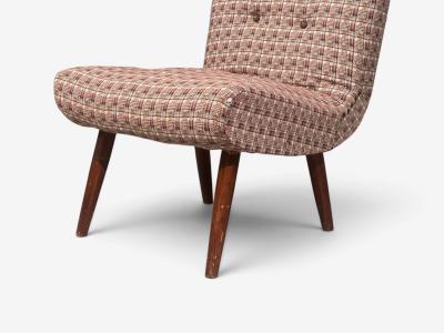Swedish Modern Slipper Chairs Birch Fabric Sweden 1940s