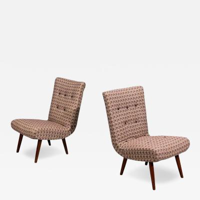 Swedish Modern Slipper Chairs Birch Fabric Sweden 1940s