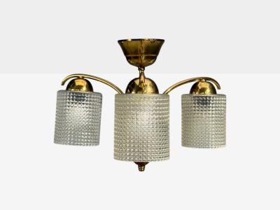 Swedish Modern Small Pendant Light Brass Teak Textured Glass Sweden 1950s