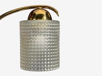 Swedish Modern Small Pendant Light Brass Teak Textured Glass Sweden 1950s