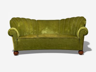 Swedish Modern Sofa Green Velvet Elm Sweden 1940s