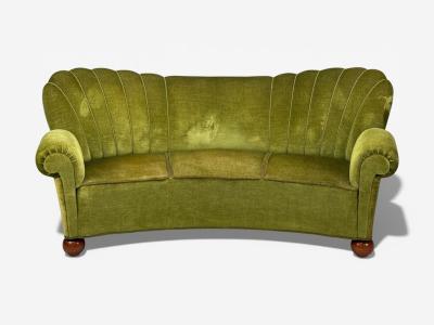 Swedish Modern Sofa Green Velvet Elm Sweden 1940s