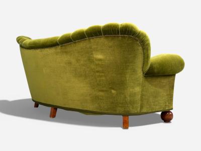 Swedish Modern Sofa Green Velvet Elm Sweden 1940s