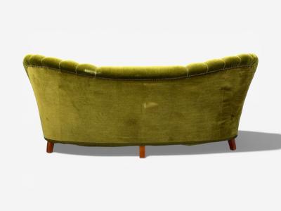 Swedish Modern Sofa Green Velvet Elm Sweden 1940s