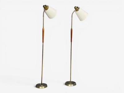 Swedish Modern Standing Lamps Teak Brass Sweden 1940s