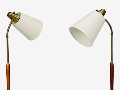 Swedish Modern Standing Lamps Teak Brass Sweden 1940s