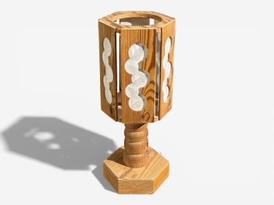 Swedish Modern Table Lamp Pine Fabric Sweden 1940s