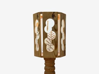 Swedish Modern Table Lamp Pine Fabric Sweden 1940s