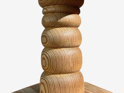 Swedish Modern Table Lamp Pine Fabric Sweden 1940s