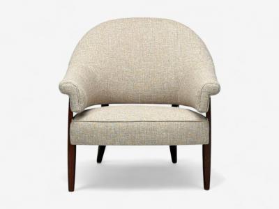 Swedish Modern Teak Beige Wool Floating Lounge Chair Sweden 1960s