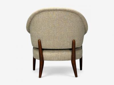 Swedish Modern Teak Beige Wool Floating Lounge Chair Sweden 1960s