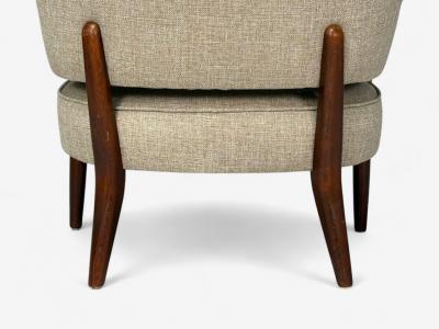 Swedish Modern Teak Beige Wool Floating Lounge Chair Sweden 1960s