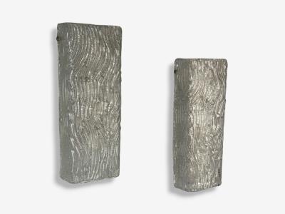 Swedish Modern Textured Glass Nickel Wall Lights Sweden 1970s