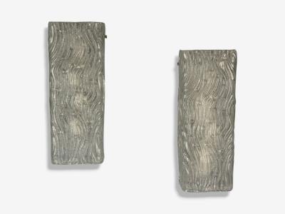 Swedish Modern Textured Glass Nickel Wall Lights Sweden 1970s