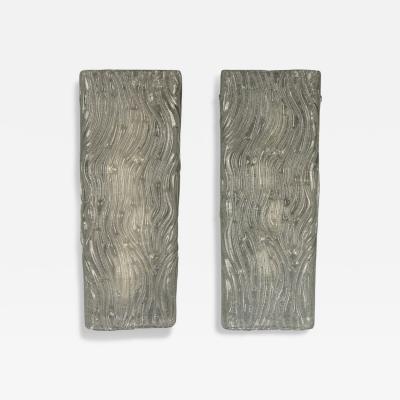 Swedish Modern Textured Glass Nickel Wall Lights Sweden 1970s
