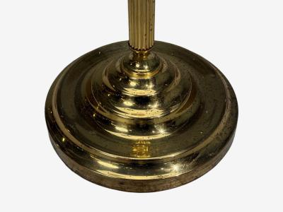 Swedish Modern Three Light Floor Lamp Reeded Brass Fabric Sweden 1970s