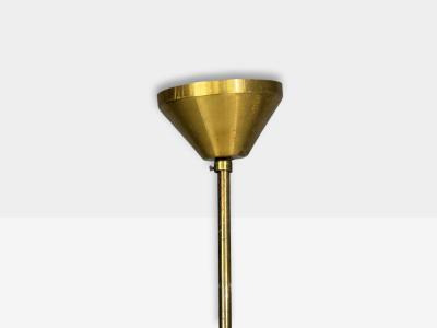 Swedish Modern Three Light Pendant Light Brass Wood Glass Sweden 1950s