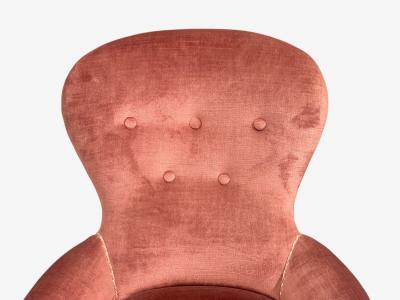 Swedish Modern Traditional Slipper Chairs Pink Velvet Wood Sweden 1950s