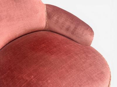 Swedish Modern Traditional Slipper Chairs Pink Velvet Wood Sweden 1950s