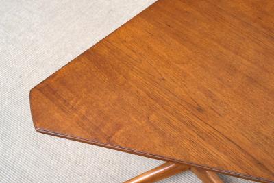 Swedish Modern Triangular Teak Side Table with Three Legged Base 1950s