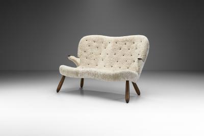 Swedish Modern Two Seater Sofa in Sheepskin Sweden 1940s