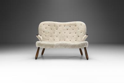 Swedish Modern Two Seater Sofa in Sheepskin Sweden 1940s
