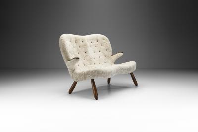 Swedish Modern Two Seater Sofa in Sheepskin Sweden 1940s