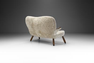 Swedish Modern Two Seater Sofa in Sheepskin Sweden 1940s