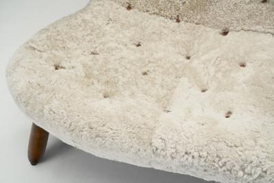 Swedish Modern Two Seater Sofa in Sheepskin Sweden 1940s