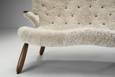 Swedish Modern Two Seater Sofa in Sheepskin Sweden 1940s