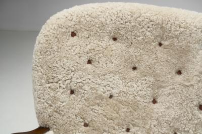 Swedish Modern Two Seater Sofa in Sheepskin Sweden 1940s