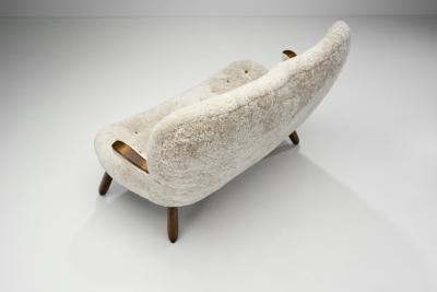 Swedish Modern Two Seater Sofa in Sheepskin Sweden 1940s