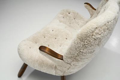 Swedish Modern Two Seater Sofa in Sheepskin Sweden 1940s