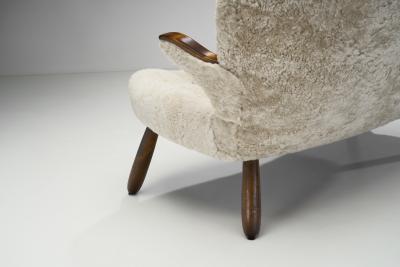 Swedish Modern Two Seater Sofa in Sheepskin Sweden 1940s