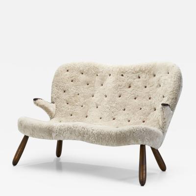 Swedish Modern Two Seater Sofa in Sheepskin Sweden 1940s