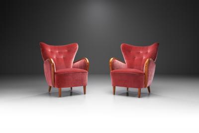 Swedish Modern Upholstered Armchairs Sweden 1940s