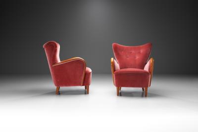 Swedish Modern Upholstered Armchairs Sweden 1940s