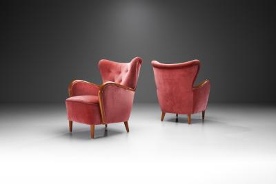 Swedish Modern Upholstered Armchairs Sweden 1940s