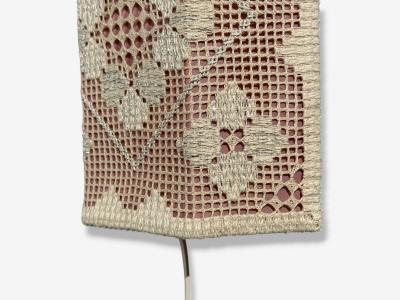 Swedish Modern Wall Sconces Pink and White Crocheted Fabric Sweden 1970s