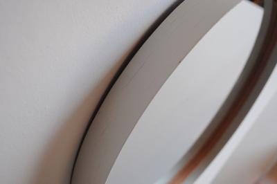 Swedish Modern White Bentwood Mirror with Leather Hanging Strap by Glas M ster